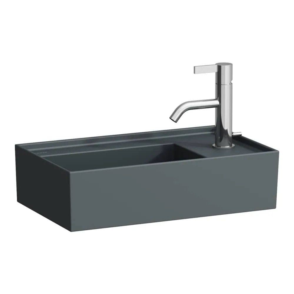 LAUFEN Kartell LAUFEN Handwaschbecken, Armaturenbank rechts, mit verdecktem Ablauf 460 x 280 x 120 mm #H8153347581121 - 758 - Graphit matt