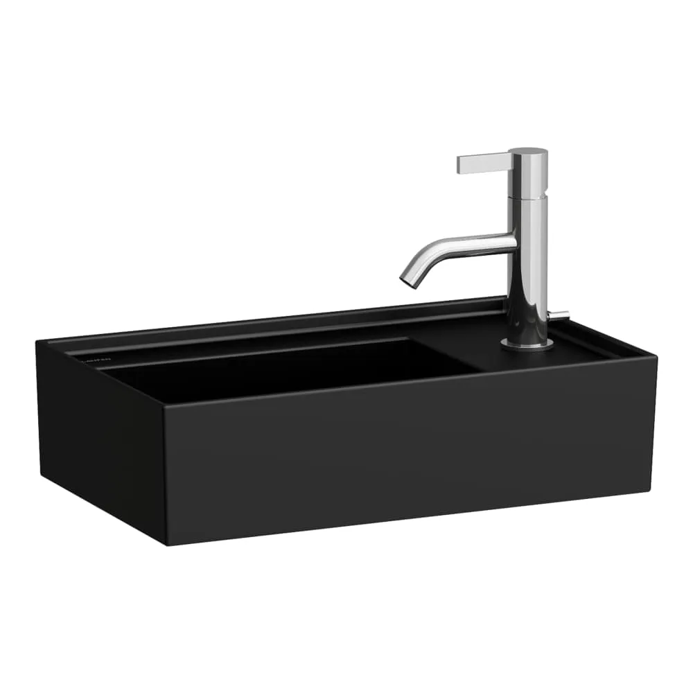 LAUFEN Kartell LAUFEN Handwaschbecken, Armaturenbank rechts, mit verdecktem Ablauf 460 x 280 x 120 mm #H8153347161121 - 716 - Schwarz matt