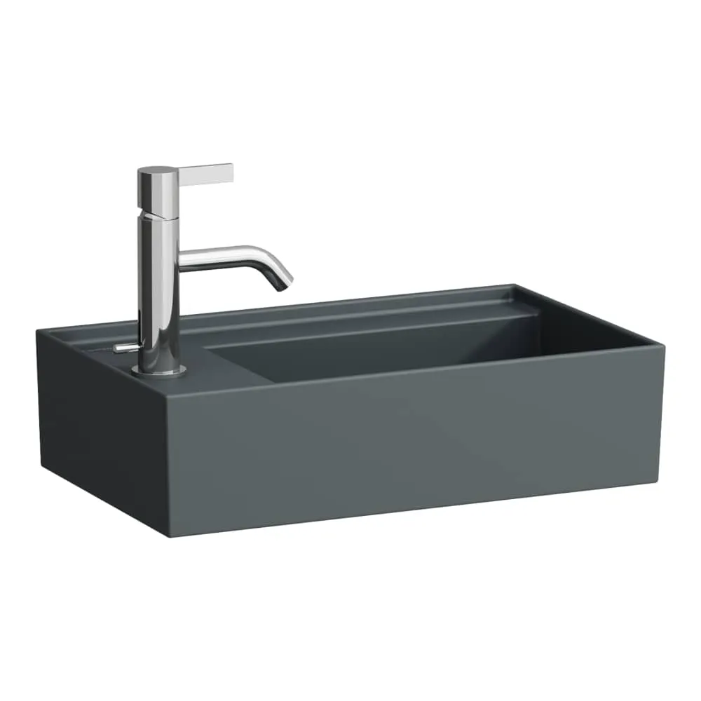 LAUFEN Kartell LAUFEN Handwaschbecken, Armaturenbank links, mit verdecktem Ablauf 460 x 280 x 120 mm #H8153357581111 - 758 - Graphit matt