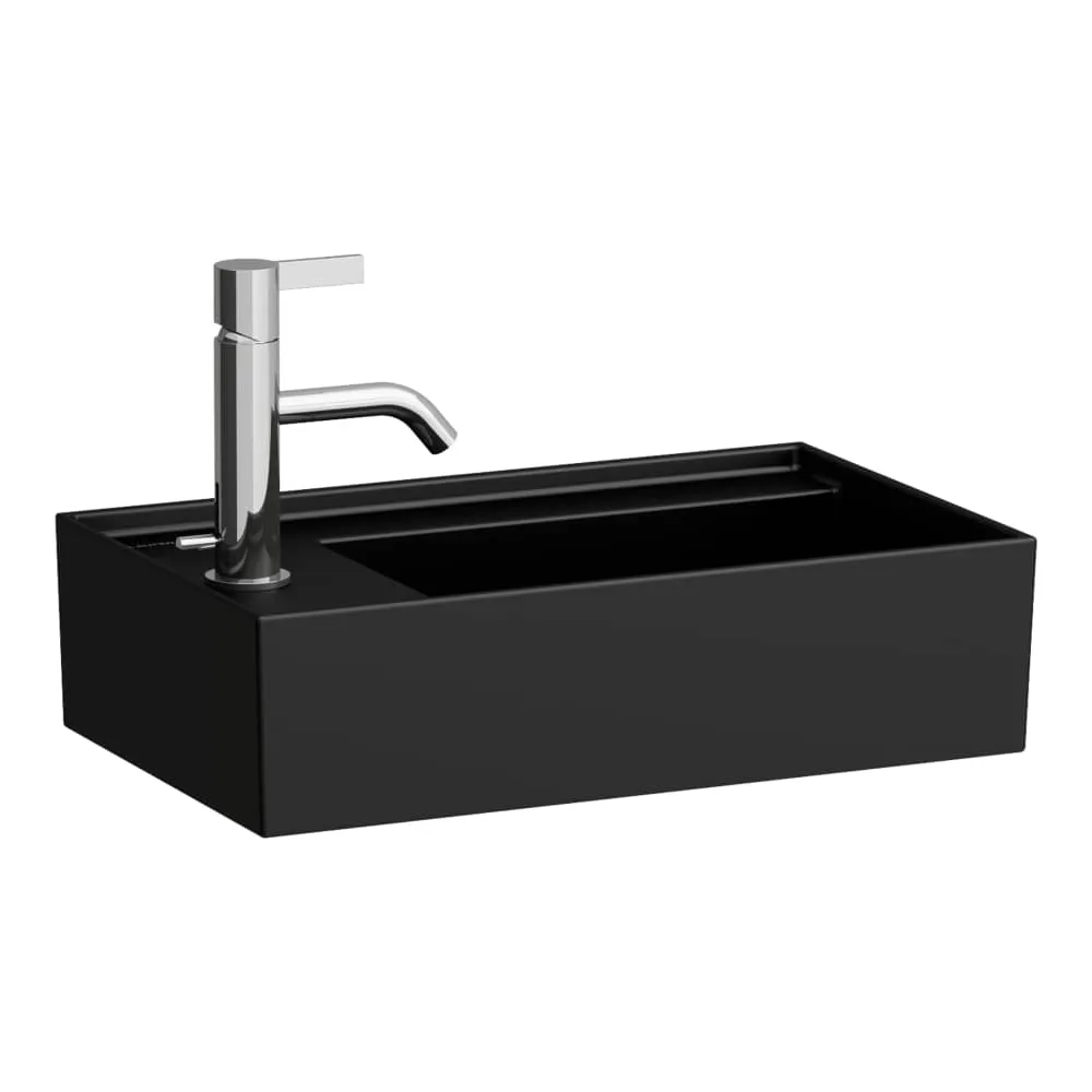 LAUFEN Kartell LAUFEN Handwaschbecken, Armaturenbank links, mit verdecktem Ablauf 460 x 280 x 120 mm #H8153357161121 - 716 - Schwarz matt