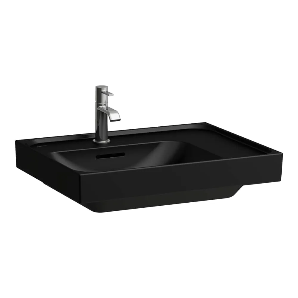 LAUFEN MEDA Aufsatzwaschtisch, wandgebunden, Ablage rechts 600 x 460 x 160 mm #H8181117161111 - 716 - Schwarz matt