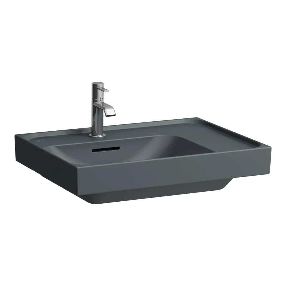 LAUFEN MEDA Aufsatzwaschtisch, wandgebunden, Ablage rechts 600 x 460 x 160 mm #H8181117581081 - 758 - Graphit matt