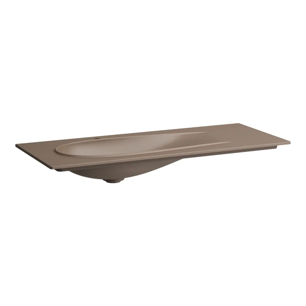 LAUFEN ILBAGNOALESSI Möbelwaschtisch Slim, ohne Überlauf, inkl. Ablaufventil mit Ventilabdeckung Keramik 1200 x 500 x 15 mm #H8179791881121 - 188 - Caffè matt