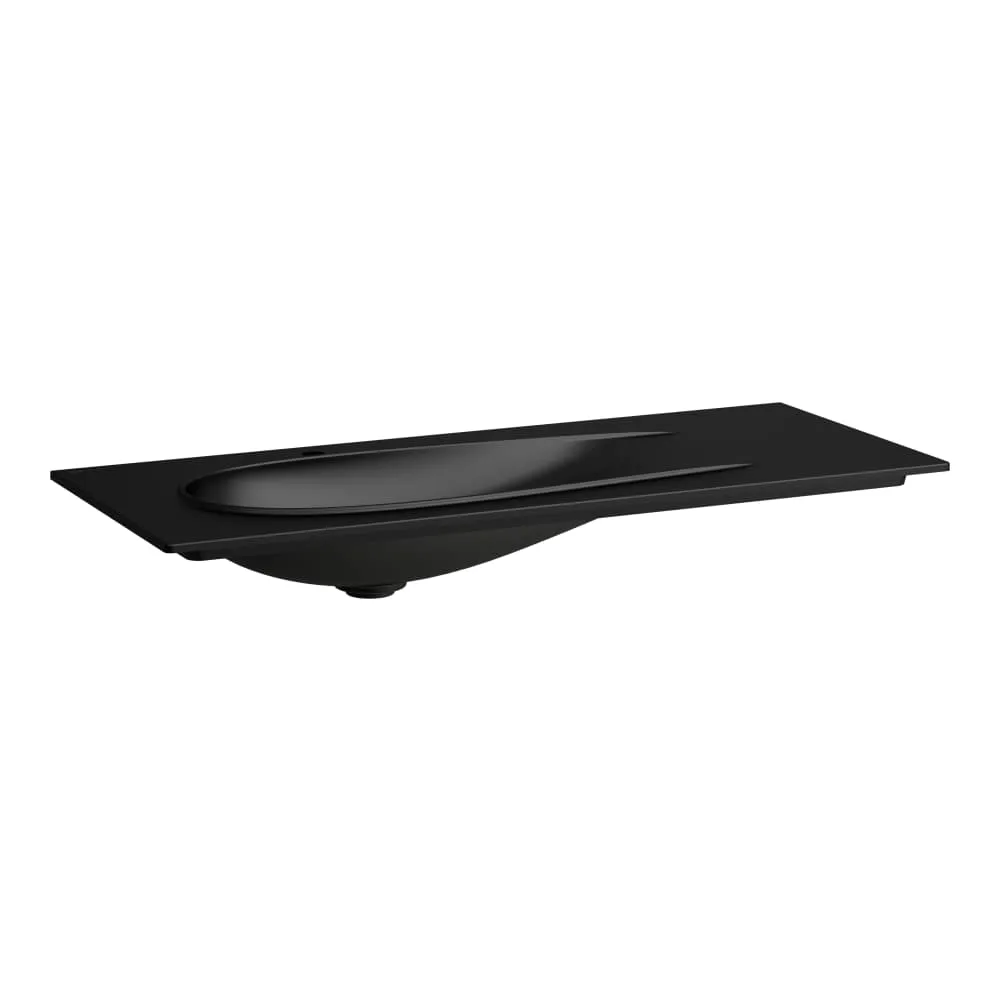 LAUFEN ILBAGNOALESSI Möbelwaschtisch Slim, ohne Überlauf, inkl. Ablaufventil mit Ventilabdeckung Keramik 1200 x 500 x 15 mm #H8179797161111 - 716 - Schwarz matt