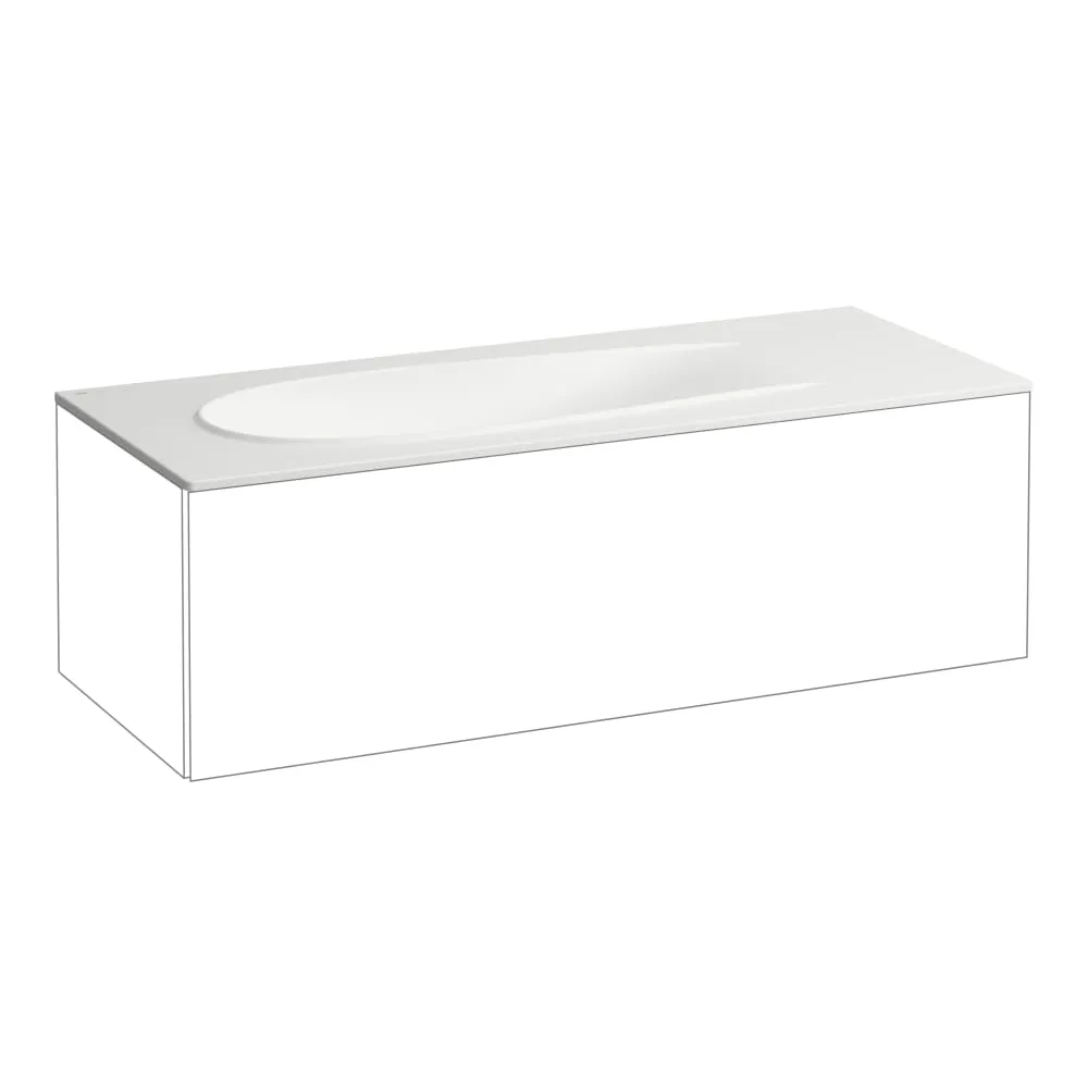 LAUFEN ILBAGNOALESSI Möbelwaschtisch Slim, mit verdecktem Überlauf, inkl. Ablaufventil mit Ventilabdeckung Keramik 1200 x 500 x 15 mm #H8179797571091 - 757 - Weiß matt