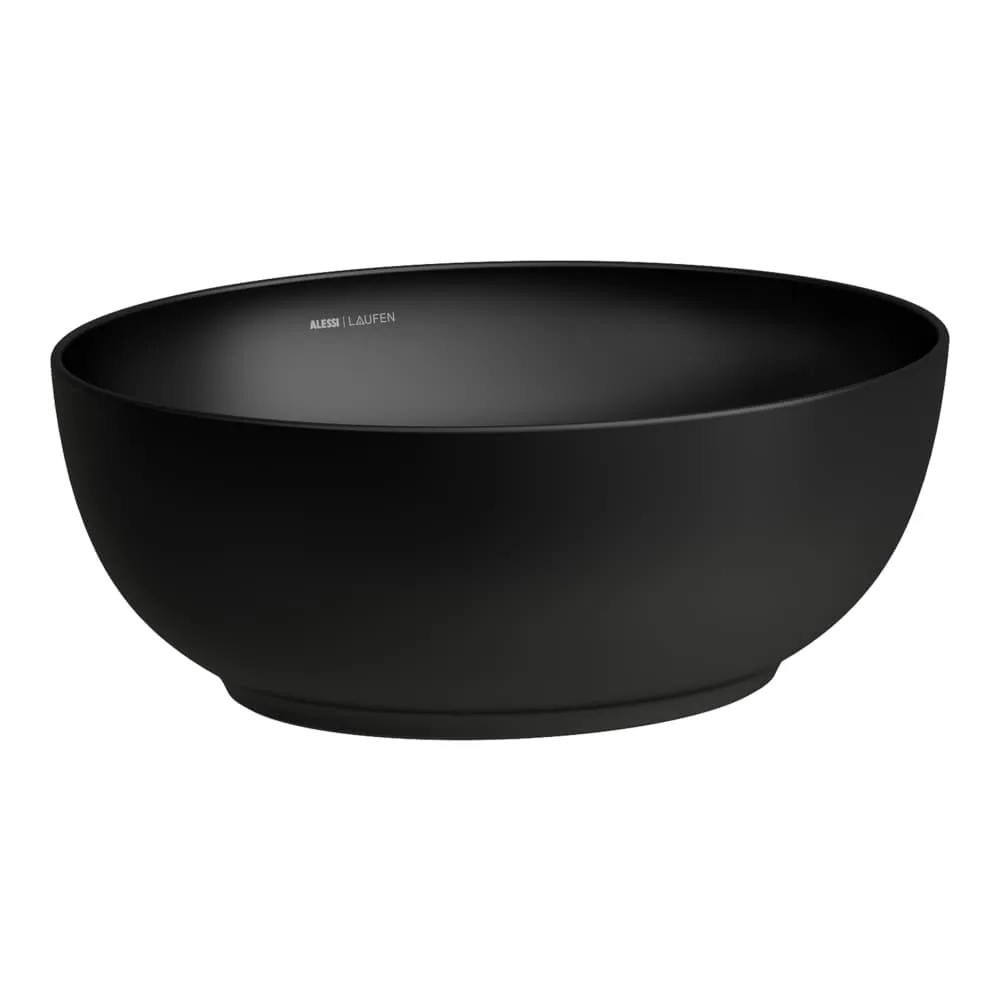 LAUFEN ILBAGNOALESSI Waschtisch-Schale, oval, inkl. Ablaufventil mit Ventilabdeckung Keramik 450 x 380 x 170 mm #H8189757161121 - 716 - Schwarz matt