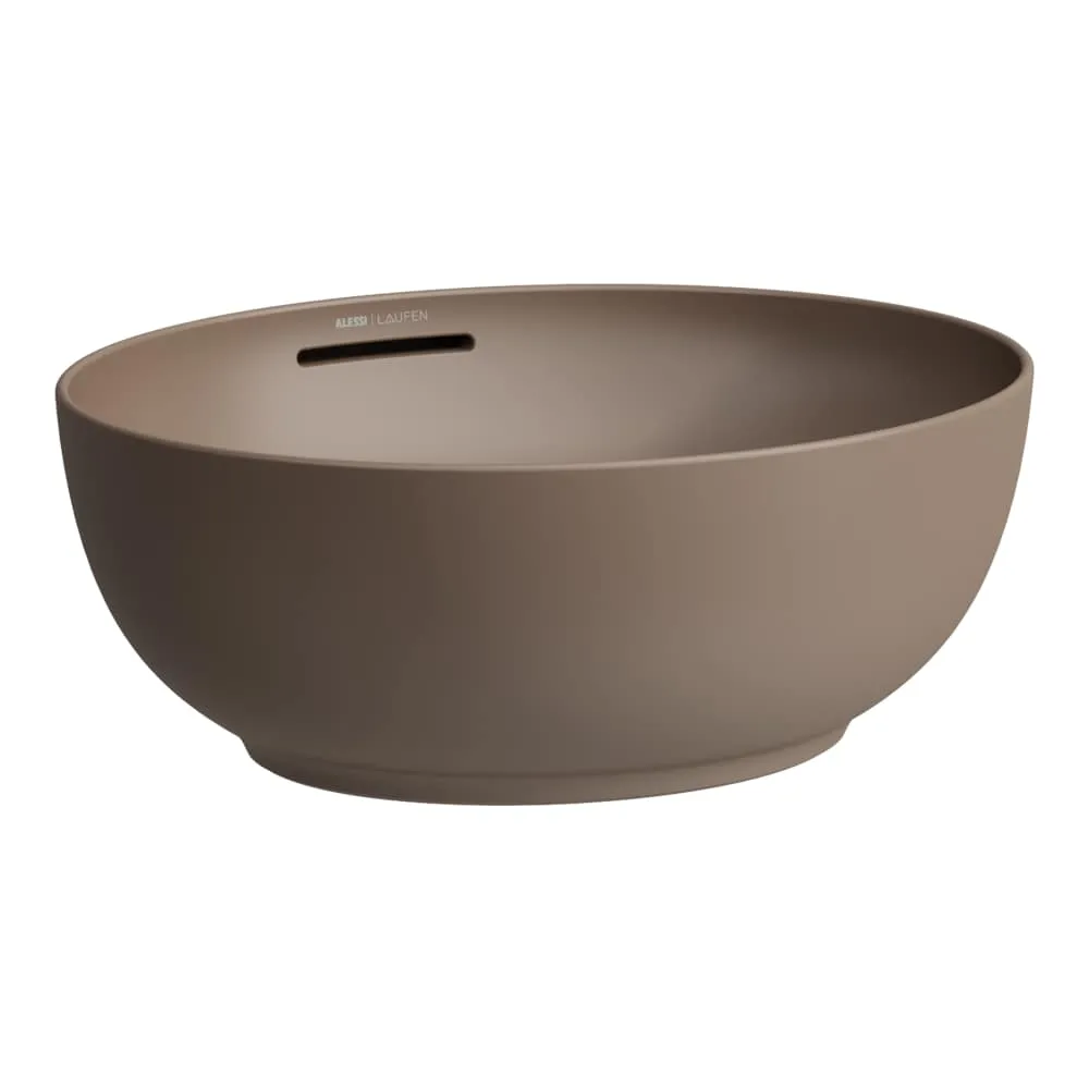 LAUFEN ILBAGNOALESSI Waschtisch-Schale mit Überlaufkanal, oval, inkl. Ablaufventil mit Ventilabdeckung Keramik 450 x 405 x 170 mm #H8189761881091 - 188 - Caffè matt