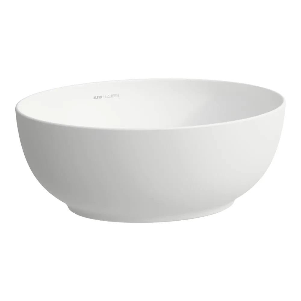 LAUFEN ILBAGNOALESSI Waschtisch-Schale, oval, inkl. Ablaufventil mit Ventilabdeckung Keramik 450 x 380 x 170 mm #H8189757571121 - 757 - Weiß matt
