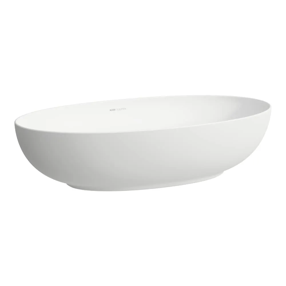 LAUFEN ILBAGNOALESSI Waschtisch-Schale, oval, inkl. Ablaufventil mit Ventilabdeckung Keramik 700 x 380 x 170 mm #H8189777571121 - 757 - Weiß matt