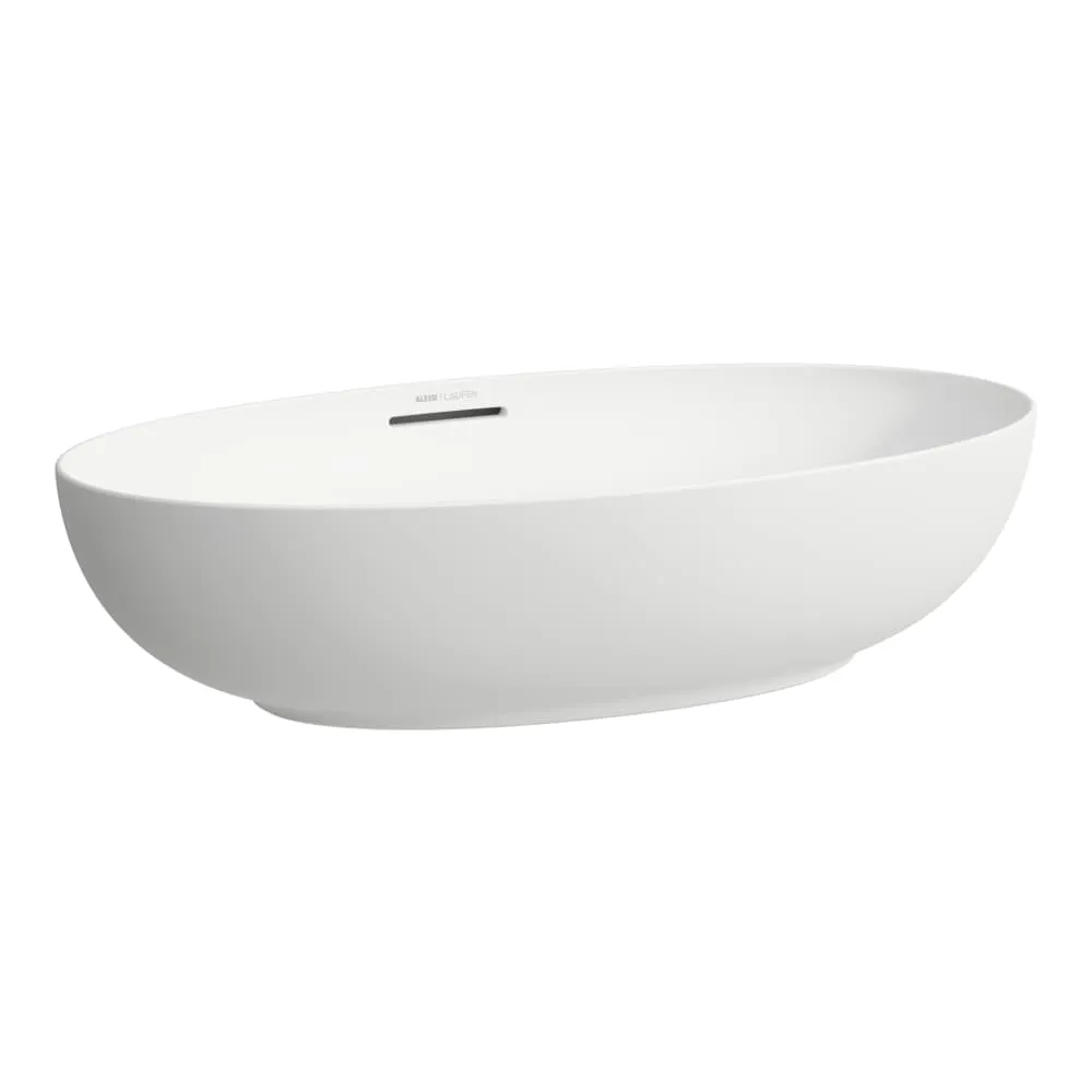 LAUFEN ILBAGNOALESSI Waschtisch-Schale mit Überlaufkanal, oval, inkl. Ablaufventil mit Ventilabdeckung Keramik 700 x 405 x 170 mm #H8189787571091 - 757 - Weiß matt