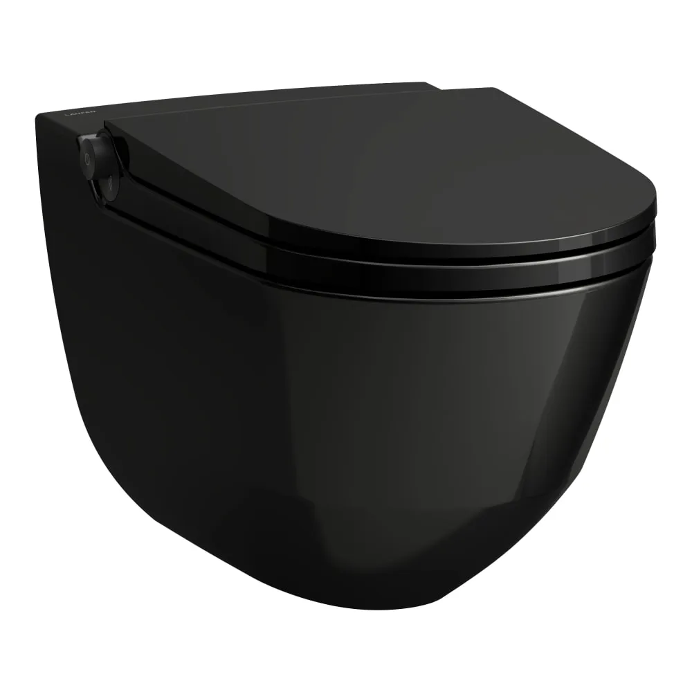LAUFEN CLEANET RIVA Dusch-WC, wandhängend, Tiefspüler, ohne Spülrand, inkl. WC-Sitz mit Deckel, abnehmbar, mit Absenkautomatik, inkl. Fernbedienung mit Touchscreen 600 x 395 x 415 mm #H8206910600001 - 060 - Schwarz glänzend mit Titanschwarz matt
