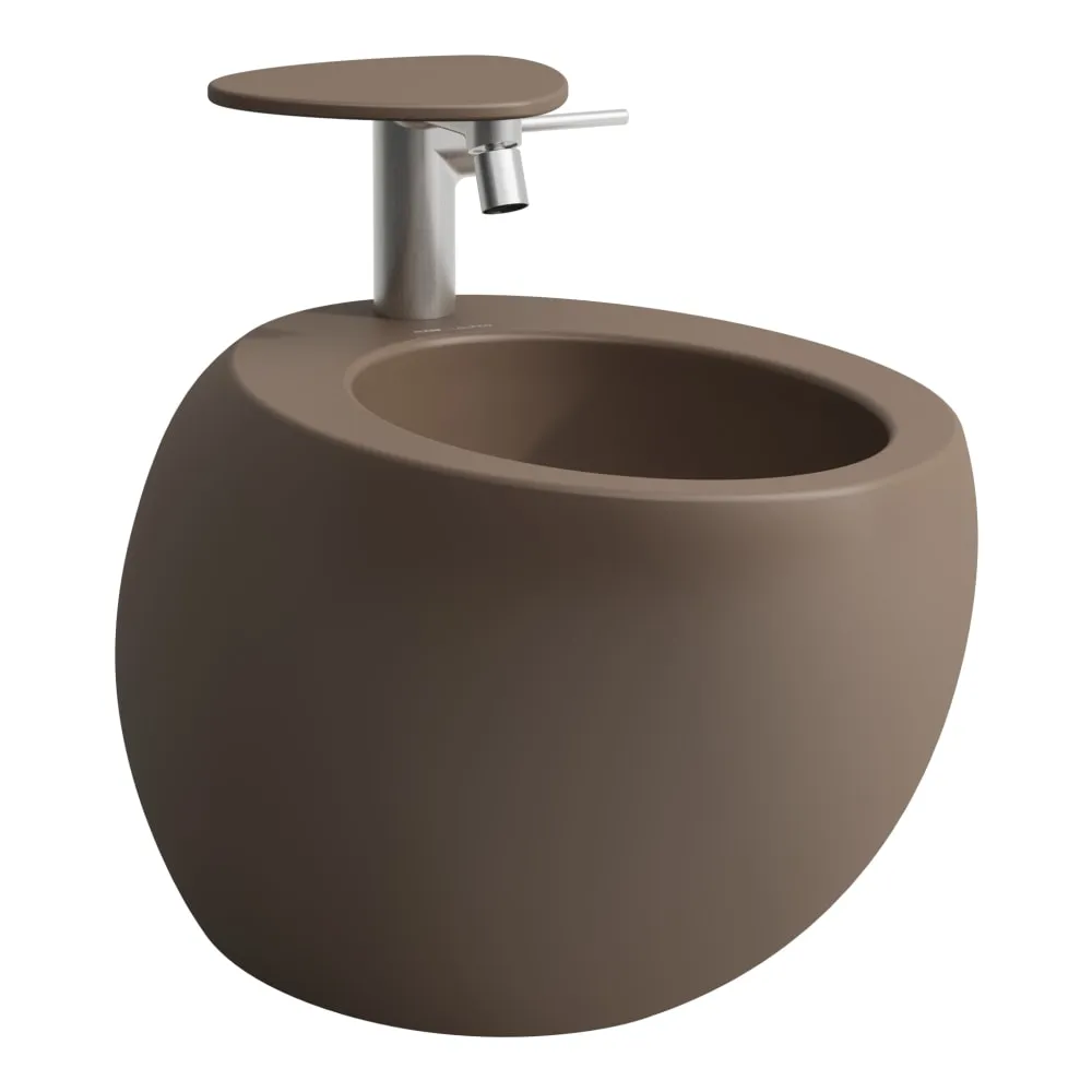 LAUFEN ILBAGNOALESSI Wandbidet, mit verdecktem Überlauf, inkl. Ablaufventil mit Ventilabdeckung Keramik 585 x 390 x 355 mm #H8309711883041 - 188 - Caffè matt