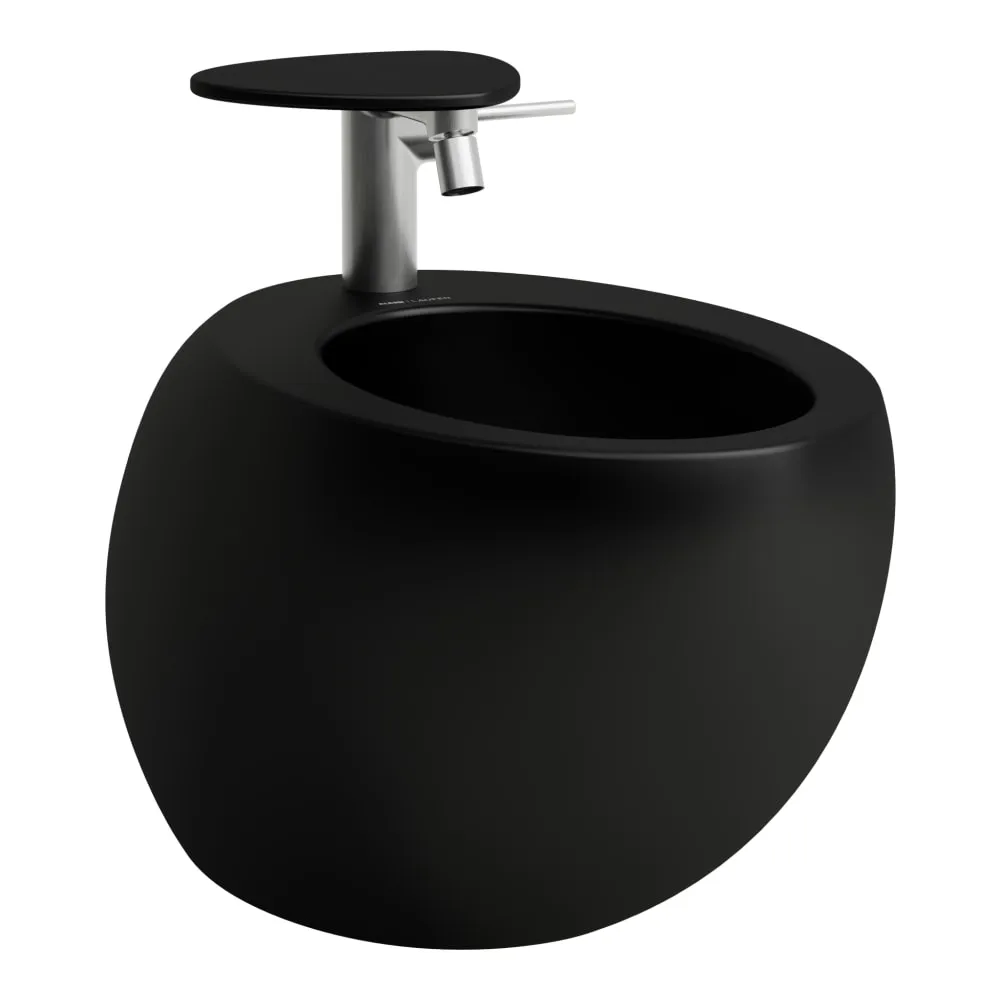 LAUFEN ILBAGNOALESSI Wandbidet, mit verdecktem Überlauf, inkl. Ablaufventil mit Ventilabdeckung Keramik 585 x 390 x 355 mm #H8309717163041 - 716 - Schwarz matt