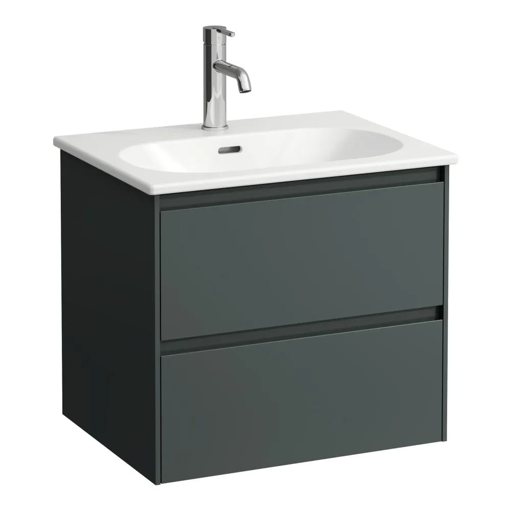 LAUFEN LUA Komplettset 600 mm, Waschtisch "slim" mit Waschtischunterbau 'Lani' mit 2 Schubladen 600 x 455 x 525 mm #H8600832661041 - 266 - Verkehrsgrau