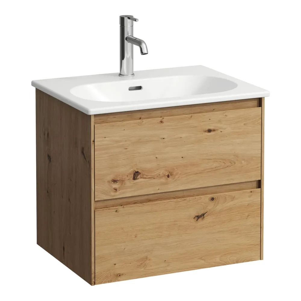 LAUFEN LUA Komplettset 600 mm, Waschtisch "slim" mit Waschtischunterbau 'Lani' mit 2 Schubladen 600 x 455 x 525 mm #H8600832671041 - 267 - Wildeiche