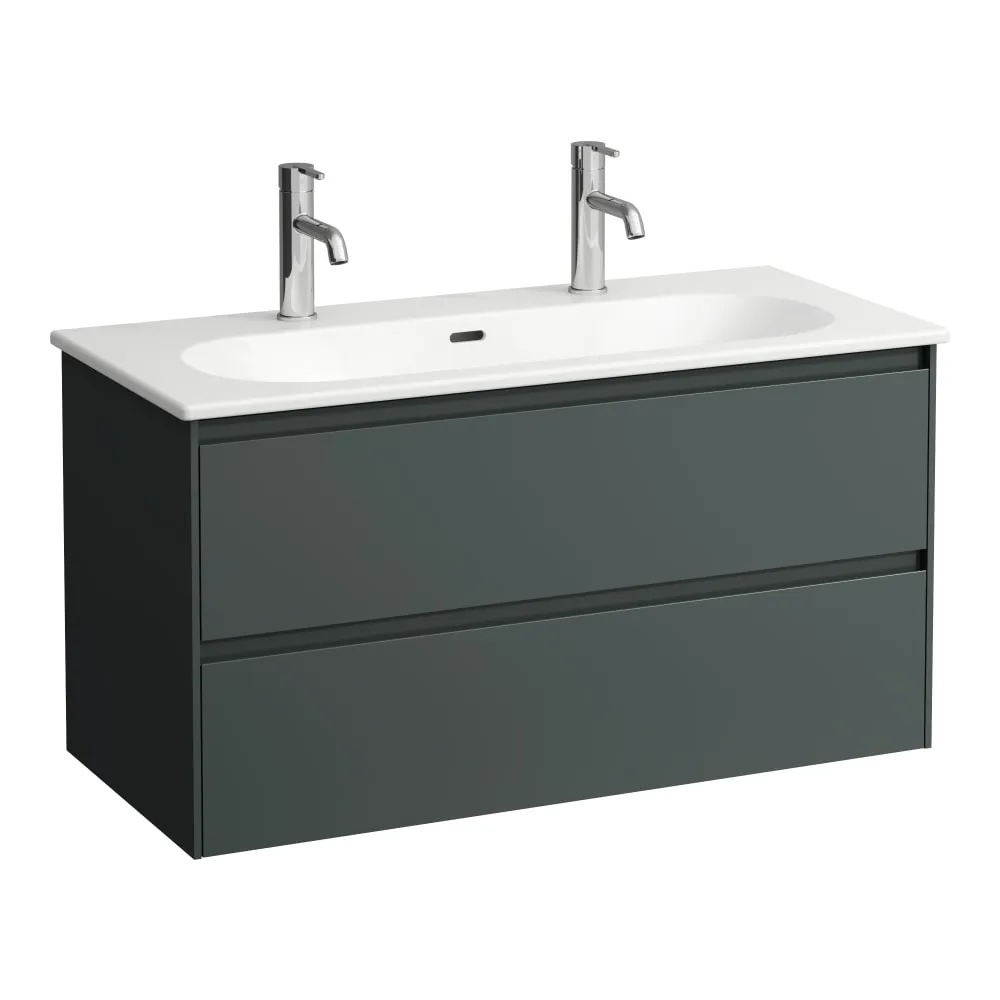 LAUFEN LUA Komplettset 1000 mm, Waschtisch "slim" mit Waschtischunterbau 'Lani' mit 2 Schubladen 1000 x 455 x 525 mm #H8600882661071 - 266 - Verkehrsgrau