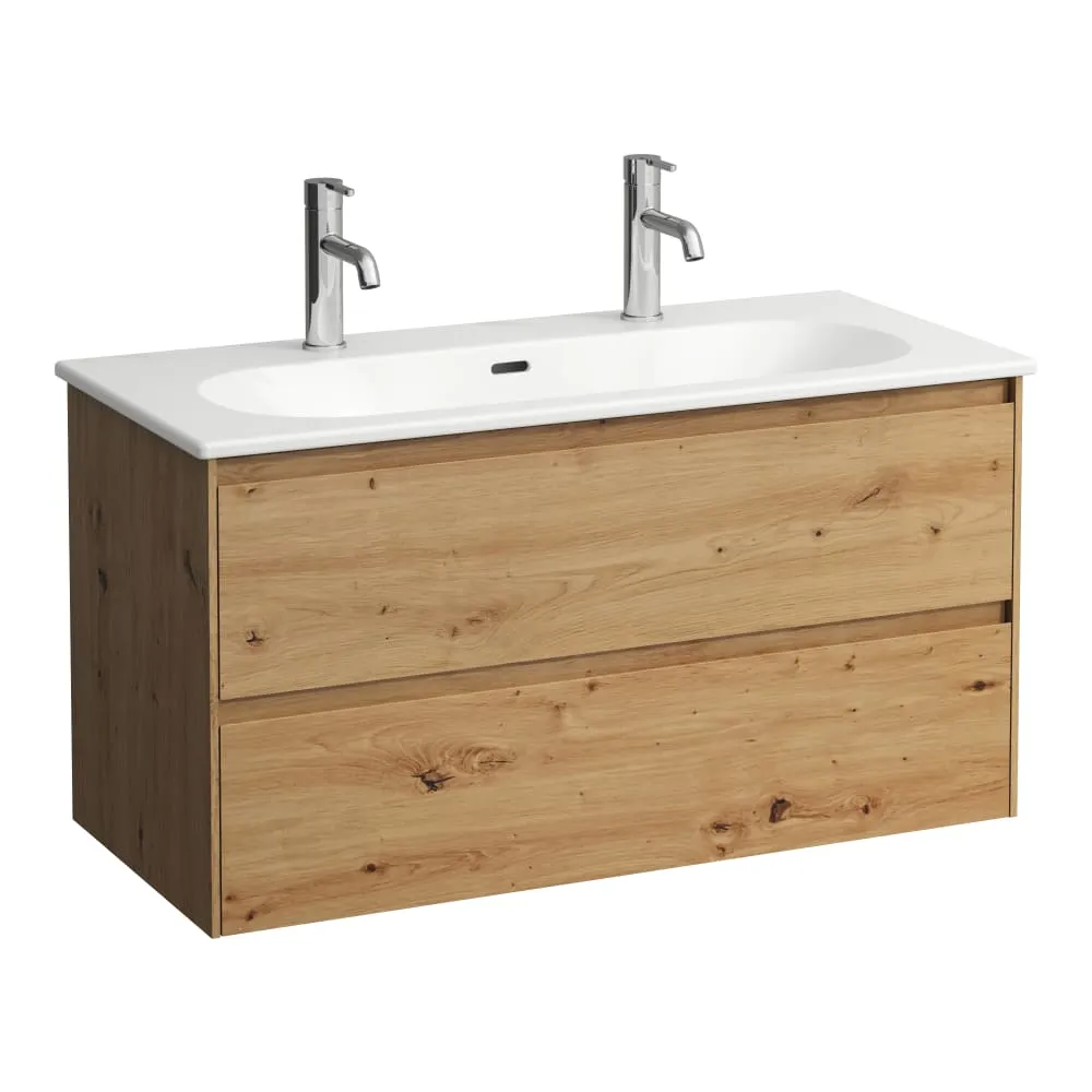 LAUFEN LUA Komplettset 1000 mm, Waschtisch "slim" mit Waschtischunterbau 'Lani' mit 2 Schubladen 1000 x 455 x 525 mm #H8600882671071 - 267 - Wildeiche