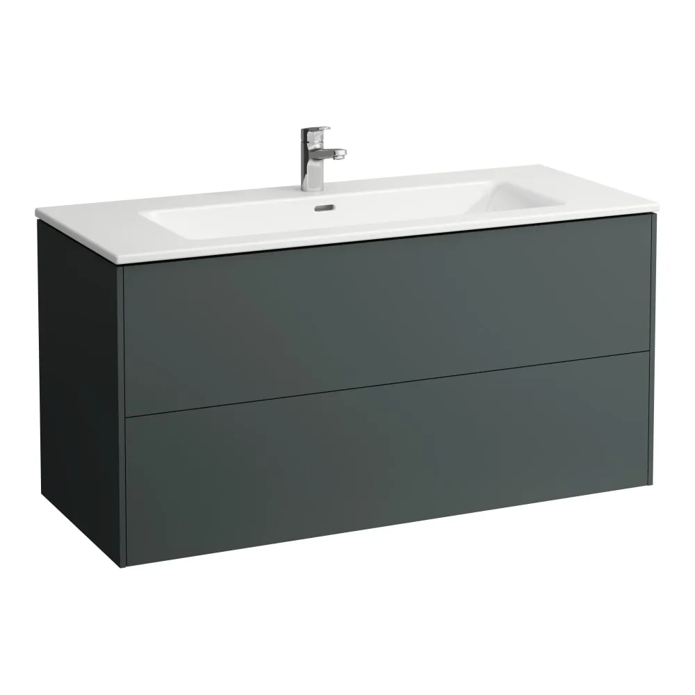 LAUFEN Komplettset 1200 mm, Waschtisch "slim" mit Waschtischunterbau 'Base' mit 2 Schubladen, inkl. Schubladen-Ordnungssystem 1200 x 500 x 610 mm #H8649632661041 - 266 - Verkehrsgrau