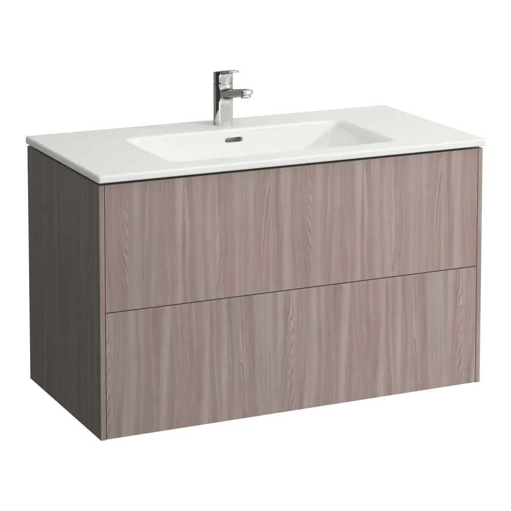 LAUFEN Komplettset 1000 mm, Waschtisch "slim" mit Waschtischunterbau 'Base' mit 2 Schubladen, inkl. Schubladen-Ordnungssystem 1000 x 500 x 610 mm #H8649622621041 - 262 - Ulme hell