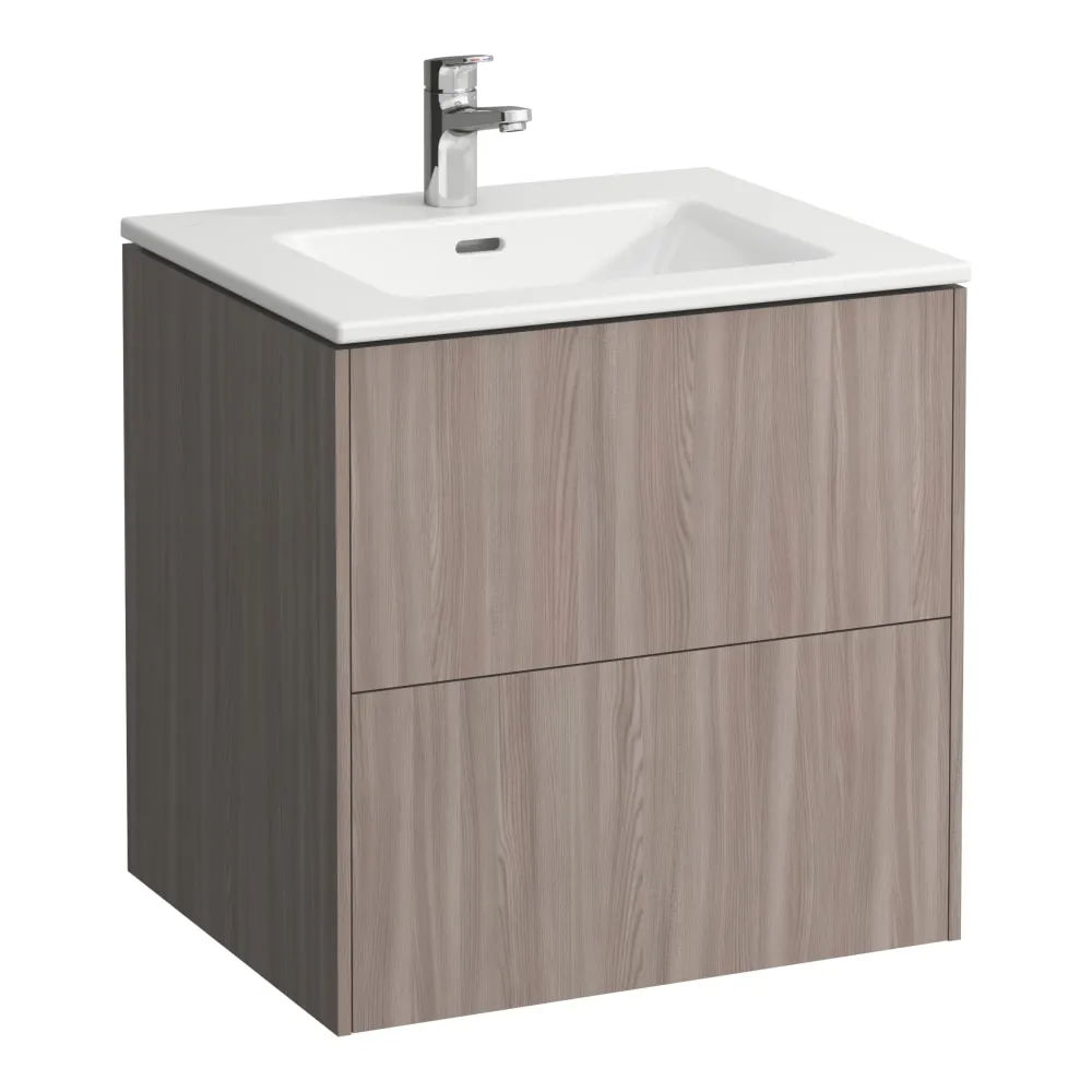 LAUFEN Komplettset 600 mm, Waschtisch "slim" mit Waschtischunterbau 'Base' mit 2 Schubladen, inkl. Schubladen-Ordnungssystem 600 x 500 x 610 mm #H8649602621041 - 262 - Ulme hell