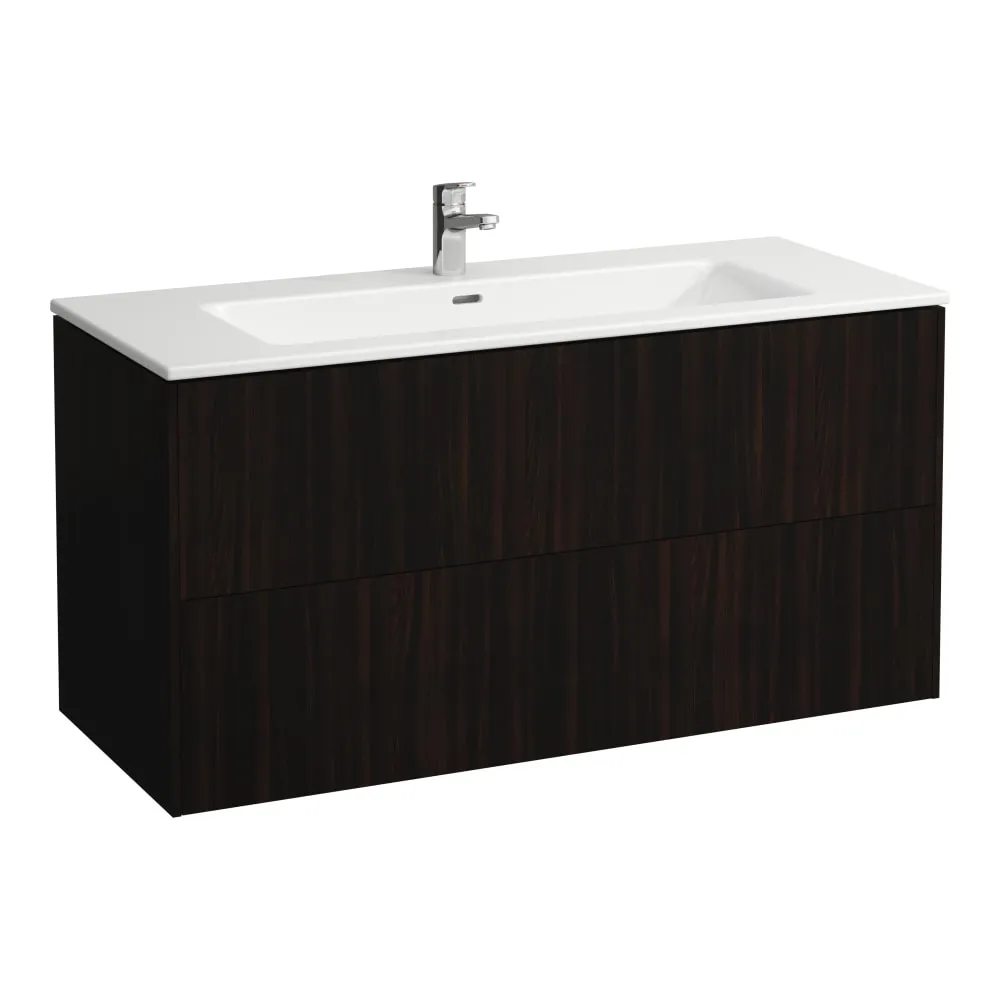 LAUFEN Komplettset 1200 mm, Waschtisch "slim" mit Waschtischunterbau 'Base' mit 2 Schubladen, inkl. Schubladen-Ordnungssystem 1200 x 500 x 610 mm #H8649632631041 - 263 - Ulme dunkel