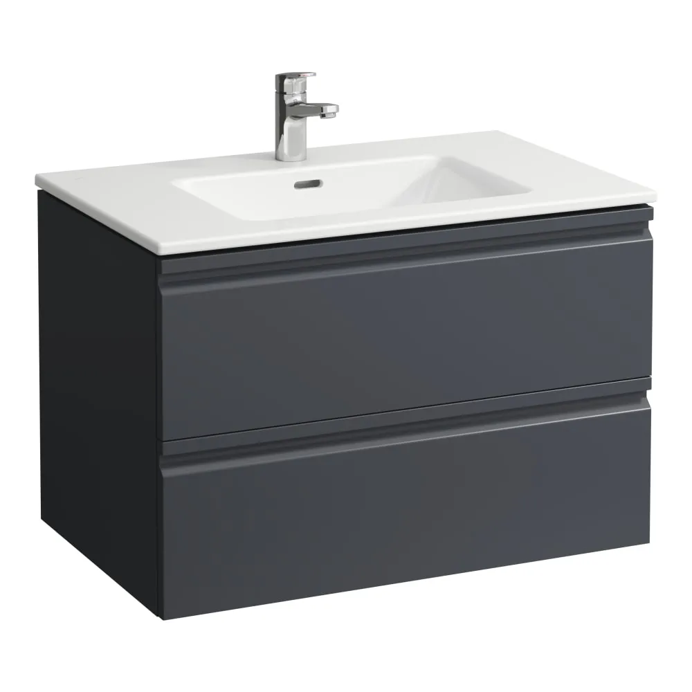 LAUFEN PRO S Pro S Set 800 mm, Waschtisch in weiß glänzend inkl. Waschtischunterbau, 2 Schubladen inkl. Schubladen-Ordnungssystem 800 x 500 x 545 mm #H8619634801041 - 480 - Graphit