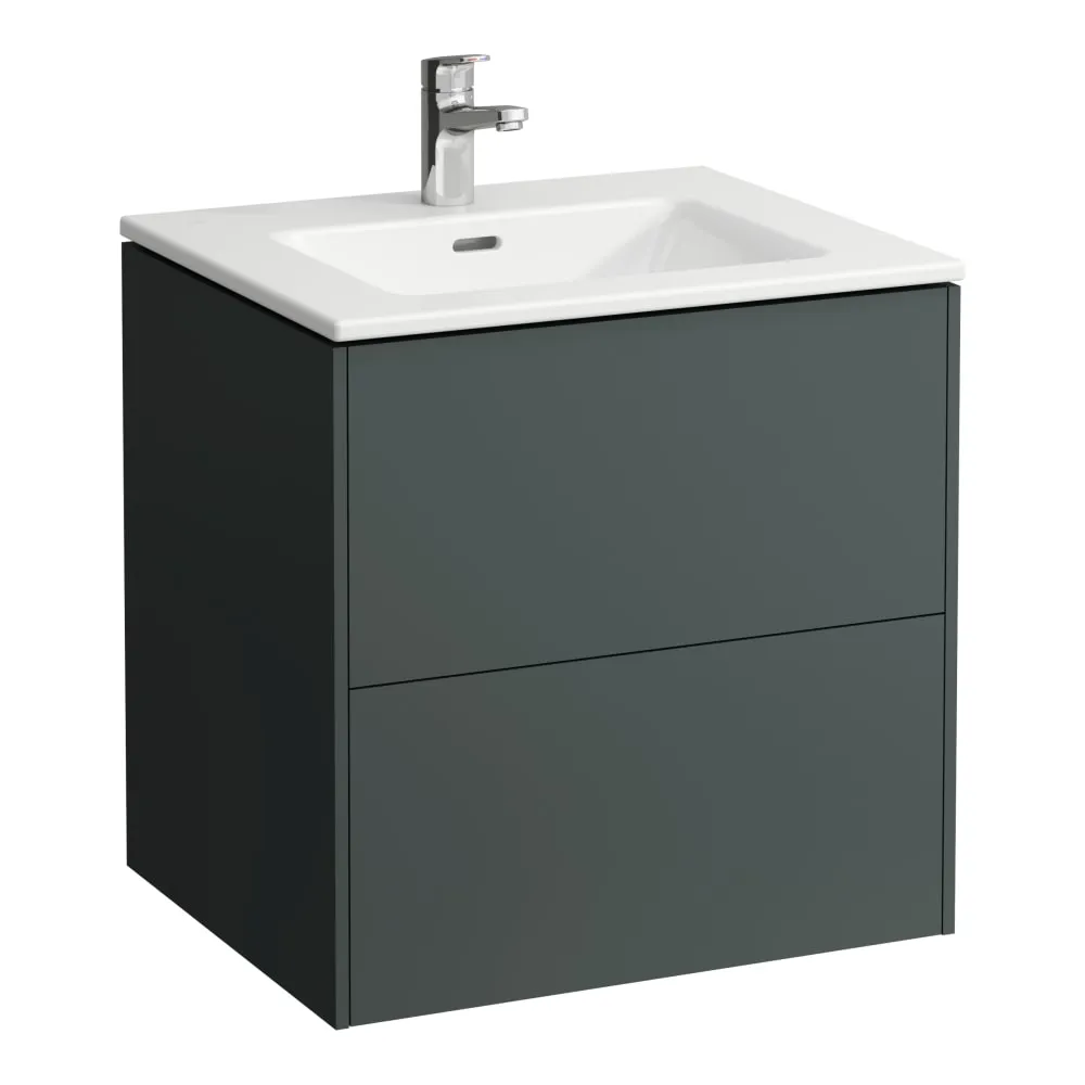 LAUFEN Komplettset 600 mm, Waschtisch "slim" mit Waschtischunterbau 'Base' mit 2 Schubladen, inkl. Schubladen-Ordnungssystem 600 x 500 x 610 mm #H8649602661041 - 266 - Verkehrsgrau