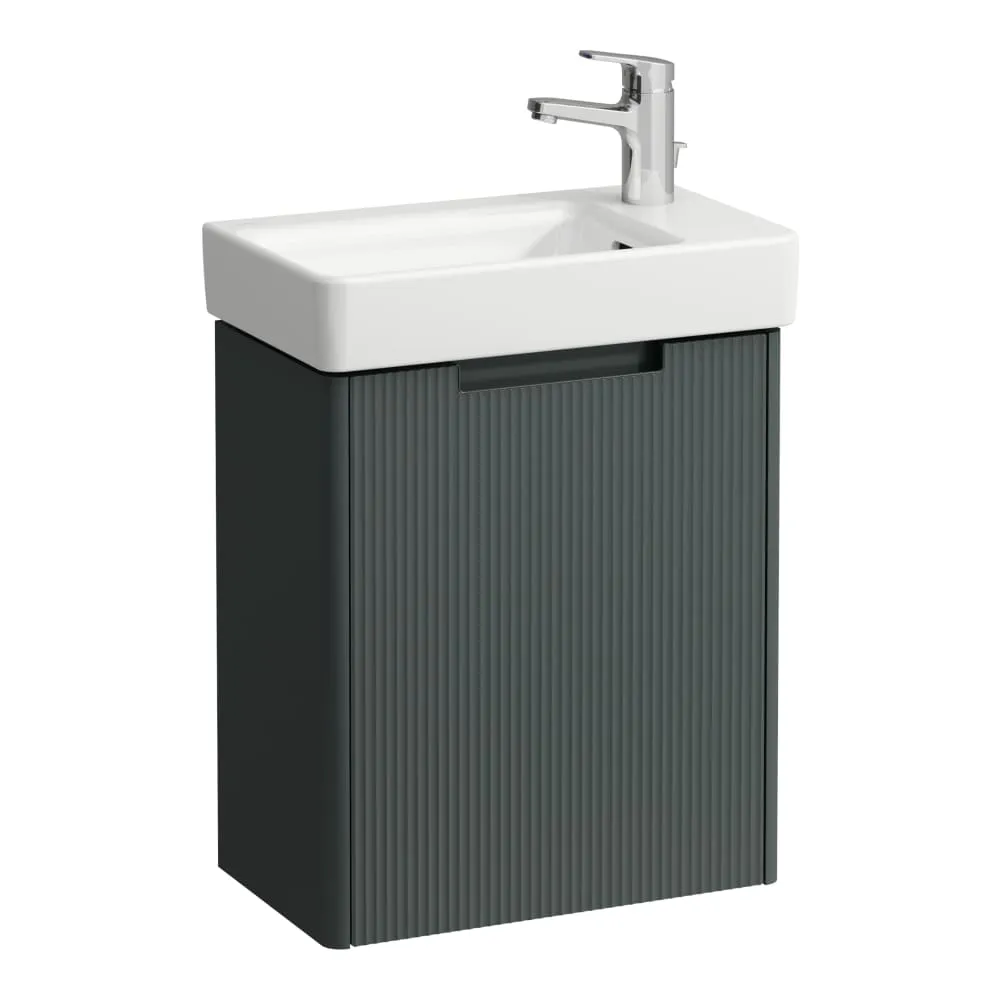 LAUFEN Komplettset 480: PRO S Waschtisch H815954 weiß, 1 Hahnloch +JUNA Waschtischunterbau H411452, 1 Tür, Scharnier rechts 480 x 280 x 605 mm #H8659672661041 - 266 - Verkehrsgrau
