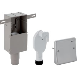 Bild von GEBERIT Set UP-Geruchsverschluss für Geräte, mit einem Anschluss, Wandeinbaukasten und Abdeckplatte 152.232.00.1