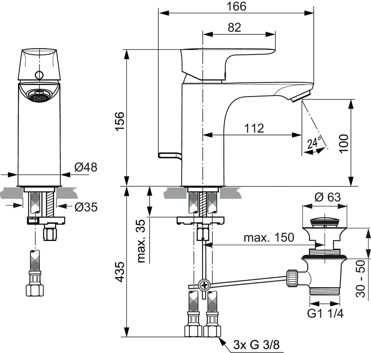 εικόνα του IDEAL STANDARD Connect Air Washbasin Faucet Low Pressure Magnetic Grey A7022A5