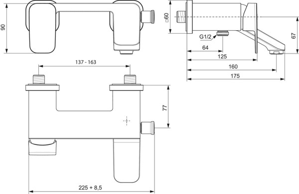 Bild von IDEAL STANDARD Tonic II single lever manual exposed bath shower mixer Chrome A6338AA
