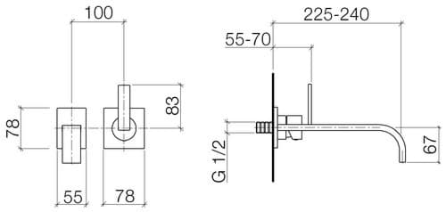 Bild von DORNBRACHT MEM Wall-mounted single-lever basin mixer with individual rosettes 36816785-00