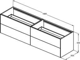 Bild von IDEAL STANDARD Conca 200cm wall hung washbasin unit with 4 drawers, no worktop, light oak Light Oak T3993Y6