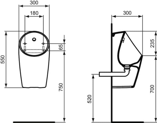 Bild von IDEAL STANDARD Sphero wasserloses Urinal ohne Spülrand Weiß (Alpin) E189601