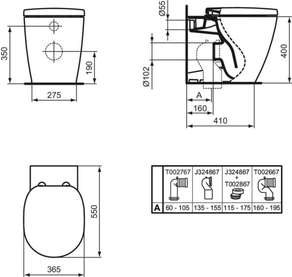 Bild von IDEAL STANDARD Connect pedestal washdown WC with AquaBlade technology White (Alpine) with Ideal Plus E0524MA