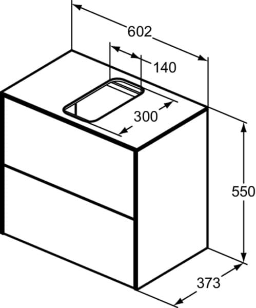 Bild von IDEAL STANDARD Conca 60cm wall hung short projection washbasin unit with 2 drawers, centre cutout, matt anthracite Matt Anthracite T3946Y2