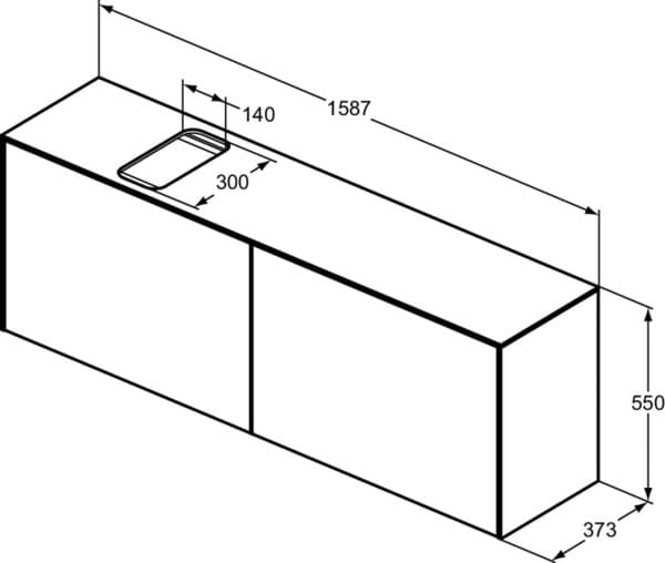 Bild von IDEAL STANDARD Conca 160cm wall hung short projection washbasin unit with 2 external drawers & 2 internal drawers, bespoke cutout, matt anthracite Matt Anthracite T3995Y2