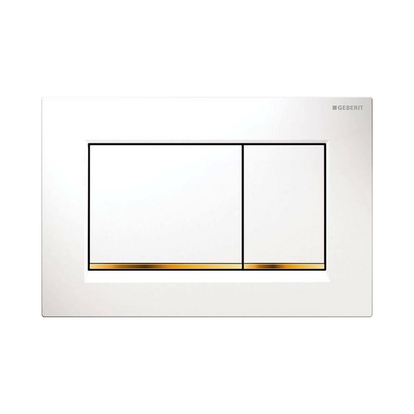 εικόνα του GEBERIT Sigma30 flush plate for dual flush Plate and buttons: white Design stripes: gold-plated #115.883.KK.1