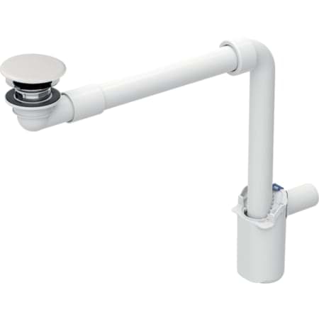 Picture of GEBERIT Washbasin drain, space-saving model, slim design, with free outlet and valve cover, horizontal outlet, for Geberit ONE washbasin, vertical outlet white #152.099.01.1