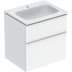 Bild von GEBERIT iCon Set Möbelwaschtisch schmaler Rand, mit Unterschrank, zwei Schubladen und Waschbeckenanschluss #502.337.01.3 - Waschtisch: weiß Korpus und Front: weiß / lackiert matt Griff: weiß / pulverbeschichtet matt