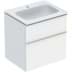 Bild von GEBERIT iCon Set Möbelwaschtisch schmaler Rand, mit Unterschrank, zwei Schubladen und Waschbeckenanschluss #502.335.01.3 - Waschtisch: weiß Korpus und Front: weiß / lackiert matt Griff: weiß / pulverbeschichtet matt