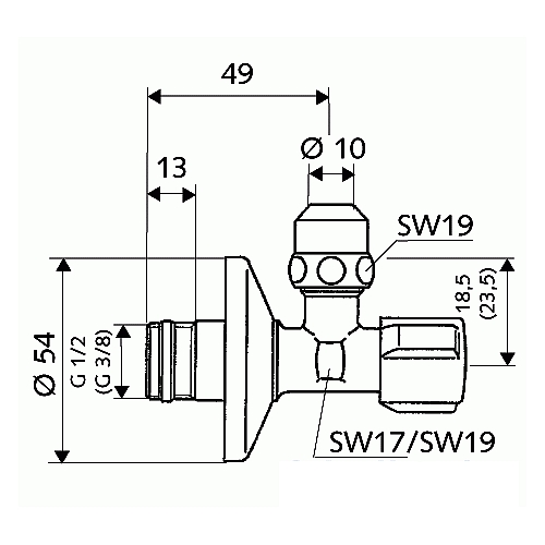 Зображення з  SCHELL COMFORT angle valve with regulating function 049070699 chrome