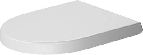 Picture of DURAVIT Toilet seat 006989 #0069890000 - Color 00, Shape: D-shaped, White High Gloss, Hinge colour: Stainless steel, Wrap over 370 x 431 mm
