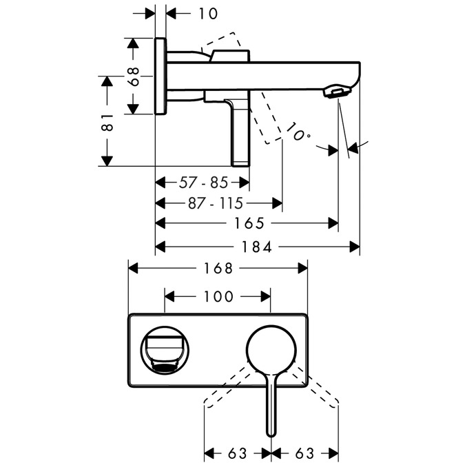 εικόνα του HANSGROHE Metris S Single lever basin mixer for concealed installation wall-mounted with spout 16.5 cm 31162000 chrome