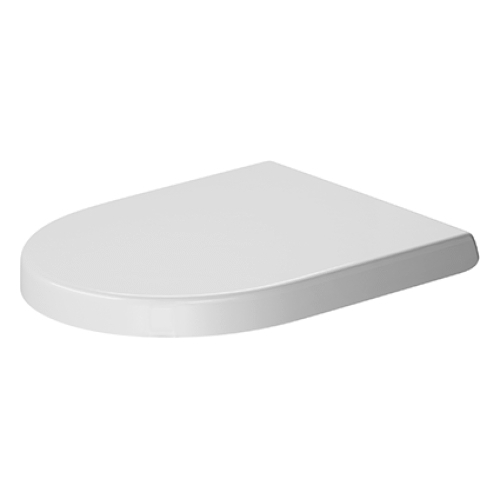Зображення з  DURAVIT Toilet seat 006981 #0069810000 - Color 00, Shape: D-shaped, White High Gloss, Hinge colour: Stainless steel, Wrap over 370 x 436 mm