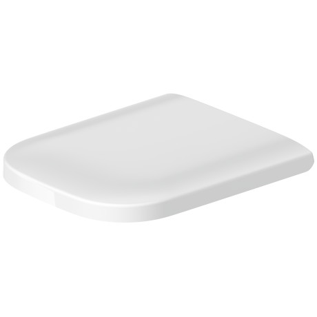 Picture of DURAVIT Toilet seat 006459 Design by sieger design #0064590000 - Color 00, Shape: D-shaped, White High Gloss, Hinge colour: Stainless steel, Wrap over 359 x 430 mm