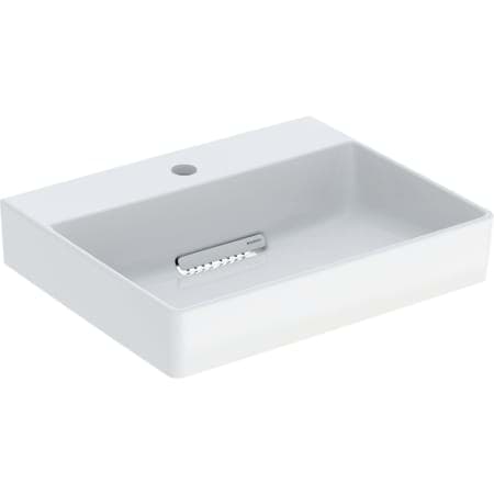 Picture of GEBERIT ONE lay-on washbasin, rectangular, horizontal outlet Washbasin: white matt Cover: glossy white #505.026.00.1