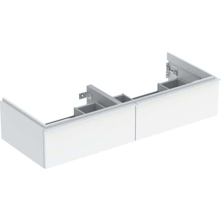 εικόνα του GEBERIT iCon cabinet for double washbasin, with two drawers Body and front: sand grey / high-gloss coated Handle: sand grey / matt powder-coated #502.314.JL.1