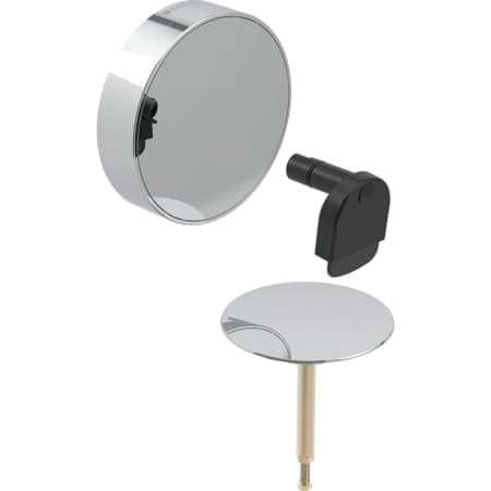 Picture of GEBERIT Split ready-to-fit set, d52, for bathtub drain with turn handle and inlet Cover plate: white Design ring: gloss chrome-plated #150.481.KJ.1