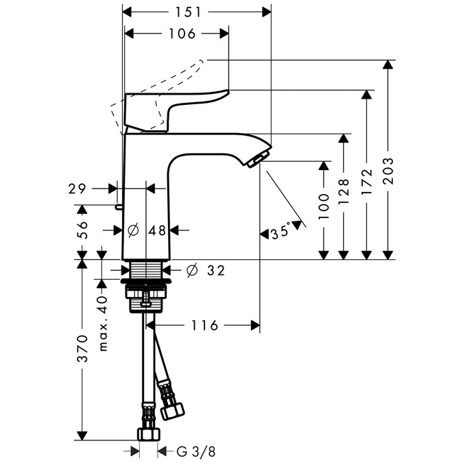 Зображення з  HANSGROHE Metris single-lever basin mixer 110 LowFlow 3.5 l/min with pop-up waste #31203000 - chrome